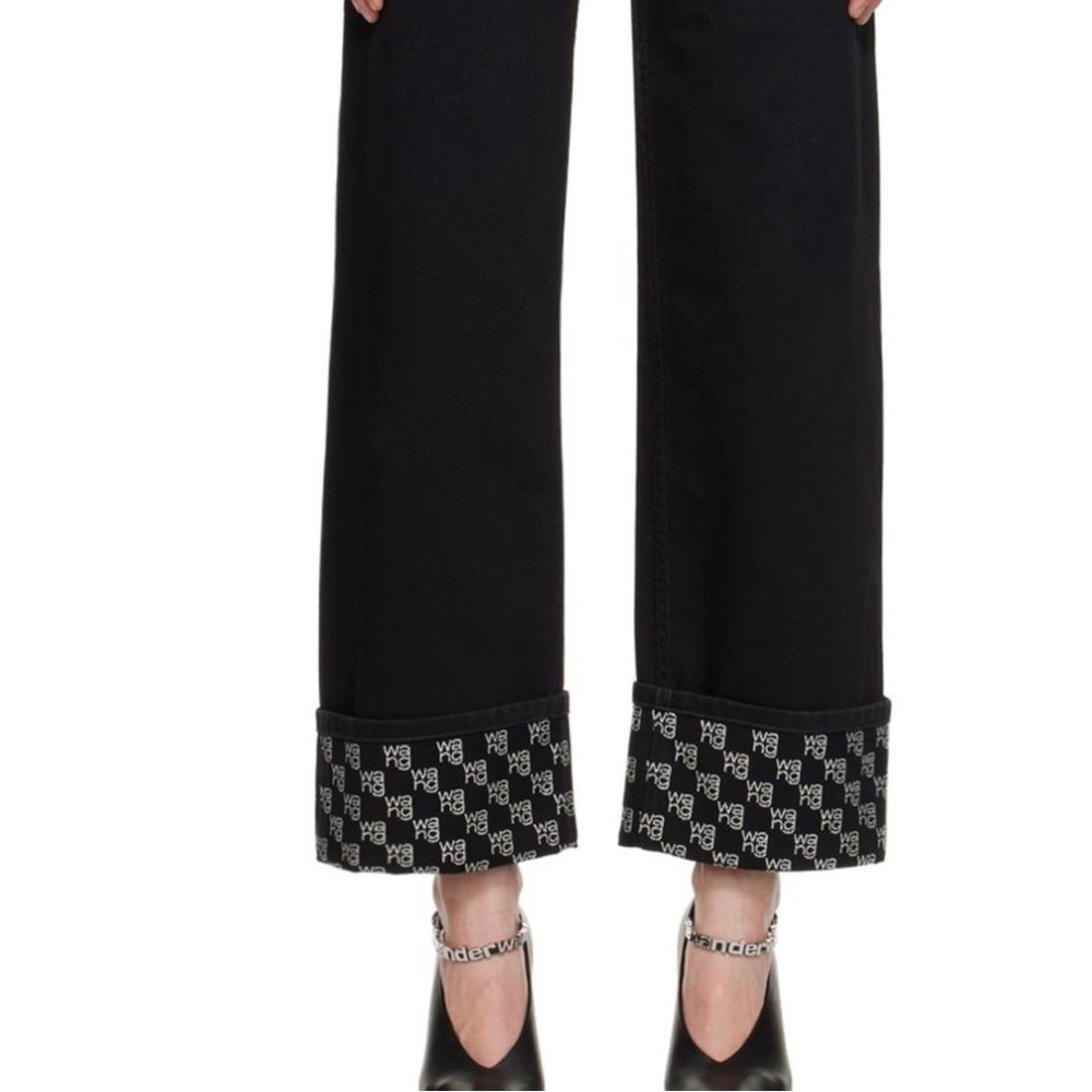 Alexander wang black crystal cuff jeans